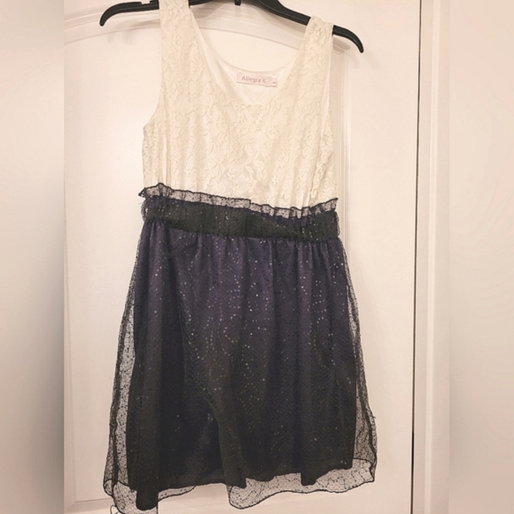 Allegra K Black and White Sequin Dress - L